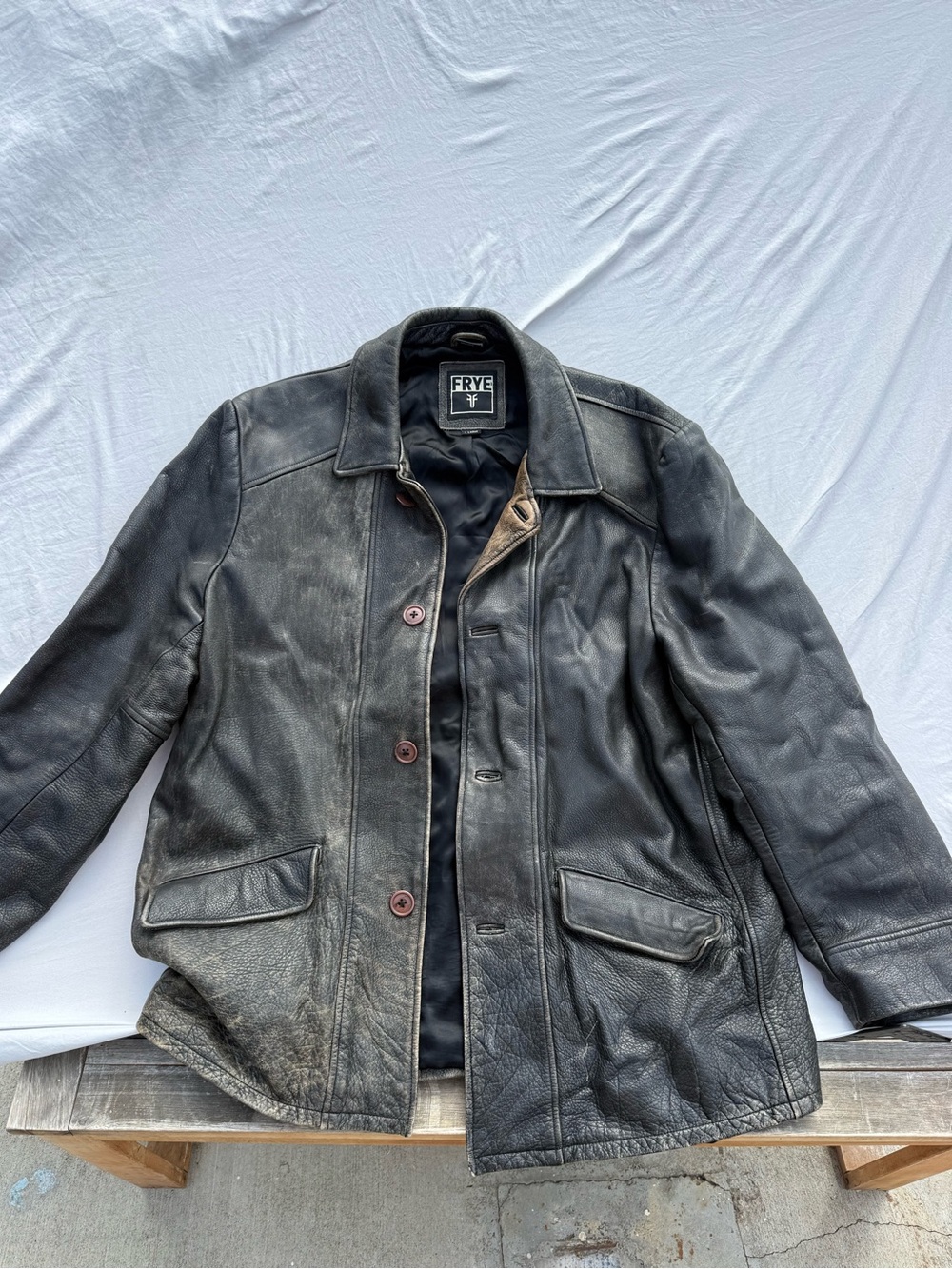 Frye Black Leather Military-Style Field Jacket
